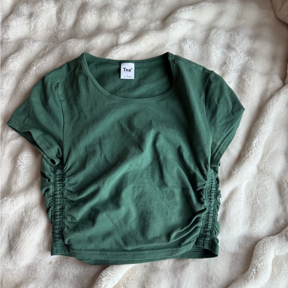 TNA Forest Green Ruched Crop Top